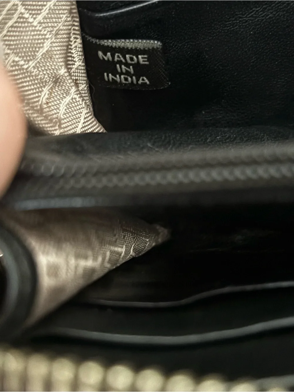 Cole Haan Black Woven Patent Leather Zip Around Wallet Checkered Organizer